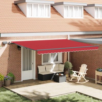 vidaXL Sklopná markíza Červená 450 × 350 cm Tkanina a hliník