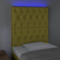 vidaXL Čelo postele s LED zelené 80x7x118/128 cm látka