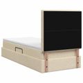 vidaXL LED úložná posteľ s matracom Krémová 100 x 200 cm Látka