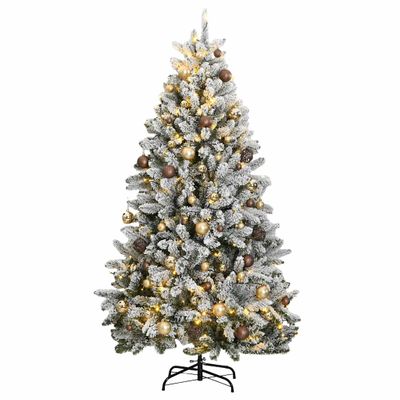 vidaXL Umelý výklopný vianočný stromček 300 LED a sada gúľ 270 cm