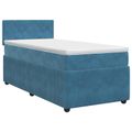 vidaXL Posteľ boxspring s matracom Tmavomodrá 90 x 190 cm Zamat