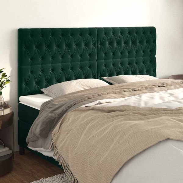 vidaXL Čelo postele tmavozelené 200x7x118/128 cm zamatové