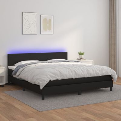 vidaXL Boxspring posteľ s matracom a LED čierna 160x200 cm umelá koža