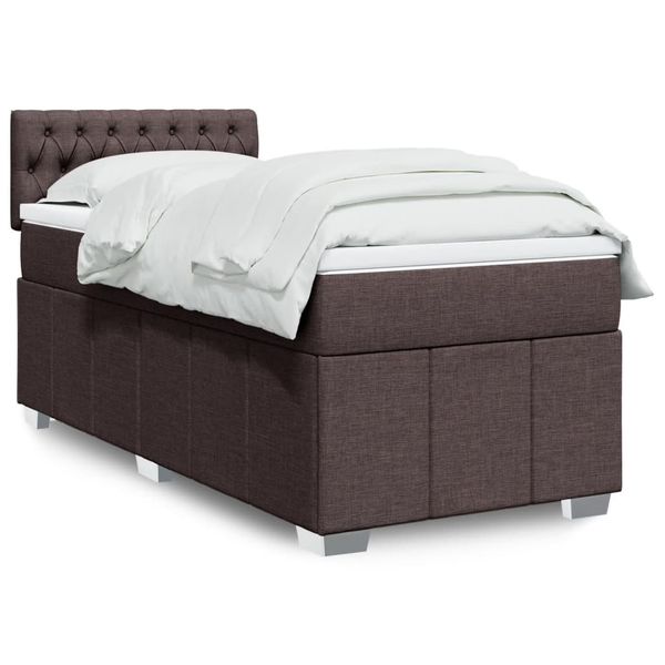 vidaXL Boxspring posteľ s matracom tmavohnedá 90x190 cm látka