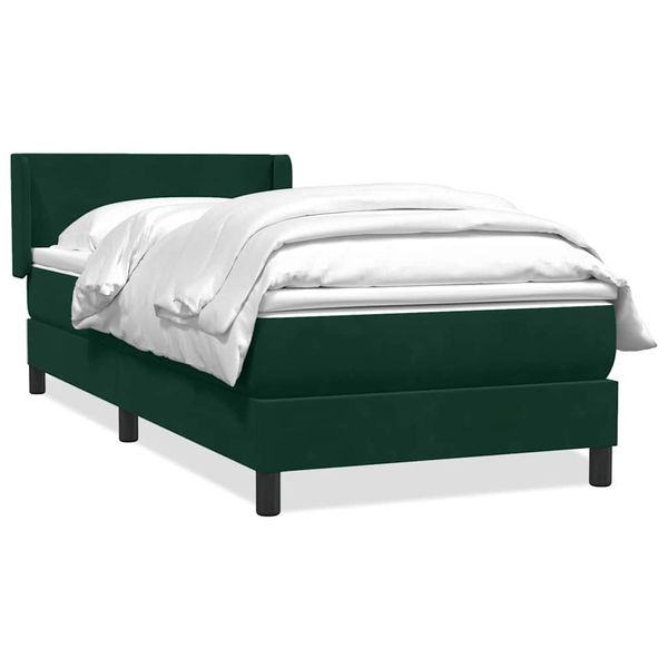 vidaXL Posteľný rám boxsping s matracom tmavozelený 90x220 cm zamat