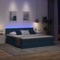 vidaXL LED úložná posteľ s matracom Modrá 180 x 200 cm Látka