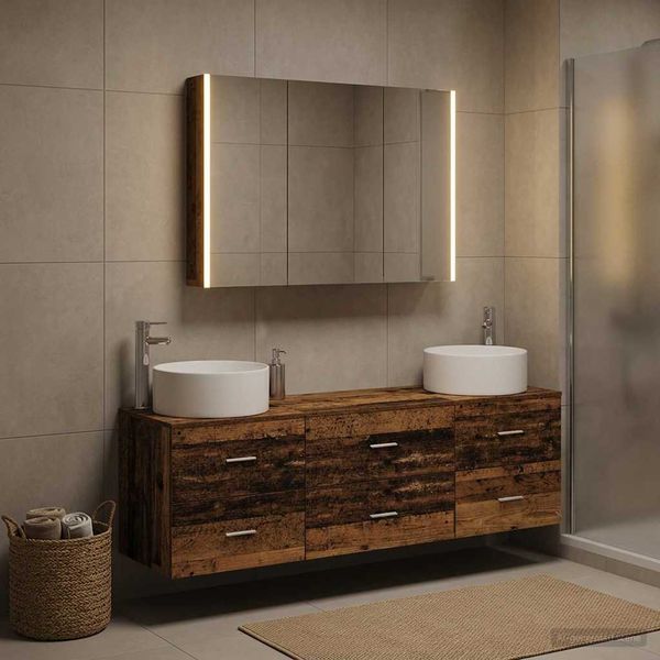 vidaXL Sada kúpeľňového nábytku 4 pcs Staré drevo