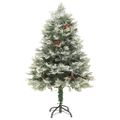 vidaXL Osvetlený vianočný stromček so šiškami, zelený 150 cm, PVC a PE