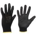 Rukavice pracovné z polyesteru polomáčané v polyuretáne GLOVE PE-PU 11, čierne, veľkosť 11 SIXTOL
