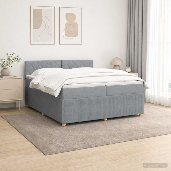 vidaXL Posteľ boxspring s matracom Svetlosivá 200 x 200 cm Látka
