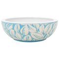 vidaXL Umývadlo na dosku bielo-modré okrúhle Φ41x14 cm keramické