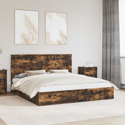 vidaXL Úložná posteľ Dymová dub 180 x 200 cm Kompozitné drevo