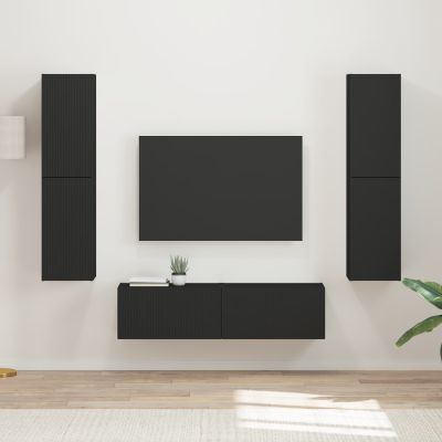 vidaXL Zostava TV skriniek 6 pcs Čierna Kompozitné drevo