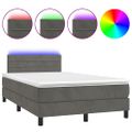 vidaXL Posteľ boxsping s matracom a LED tmavosivá 120x200 cm zamat
