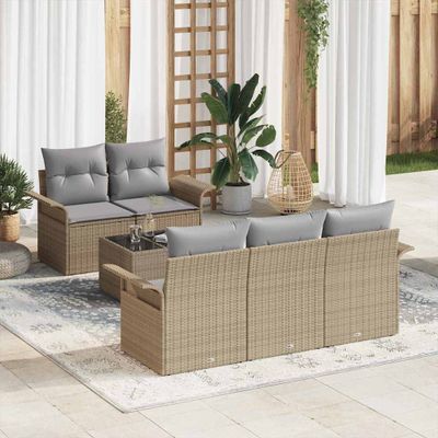 vidaXL Súprava záhradných pohoviek 6 pcs Béžová a šedá 55 x 55 x 37 cm