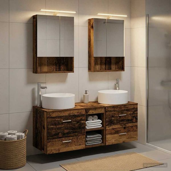 vidaXL Sada kúpeľňového nábytku 5 pcs Staré drevo