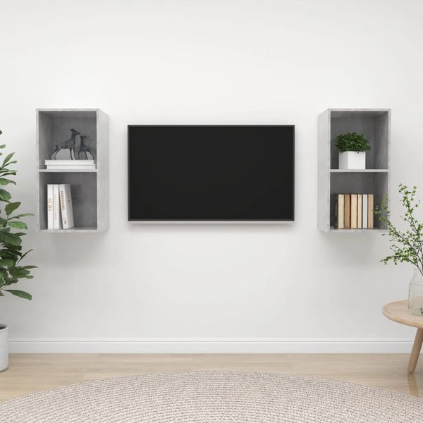 vidaXL Nástenné TV skrinky 2 ks, betónovo sivé, kompozitné drevo