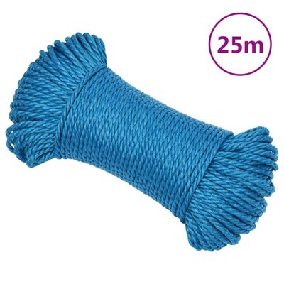 vidaXL Pracovné lano modré 6 mm 25 m polypropylén