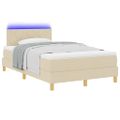 vidaXL LED box s pružinami s vankúšom Krémová 120 x 190 cm látka