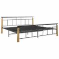 vidaXL Posteľný rám, kov a dubový masív 200x200 cm