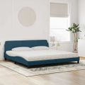 vidaXL Posteľ s matracom Dover modrý 200x200 cm zamat