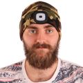 Čiapka s čelovkou 180 lm, nabíjacia, USB, univerzálna veľkosť, bavlna/PE, maskáčová SIXTOL