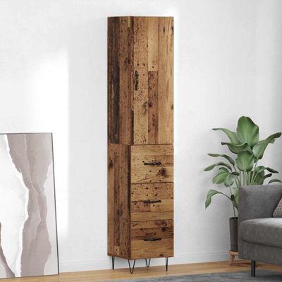 vidaXL Highboard Staré drevo 34,5 x 34 x 90 cm Kompozitné drevo