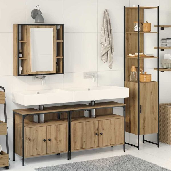vidaXL Sada kúpeľňového nábytku 4 pcs Remeselný dub Kompozitné drevo