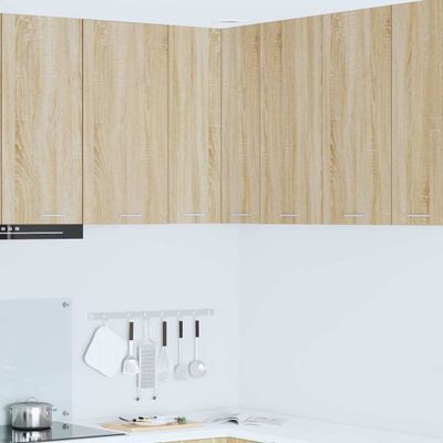 vidaXL Závesná skrinka s úložiskom Sonoma dub a biela 57 x 57 x 80 cm