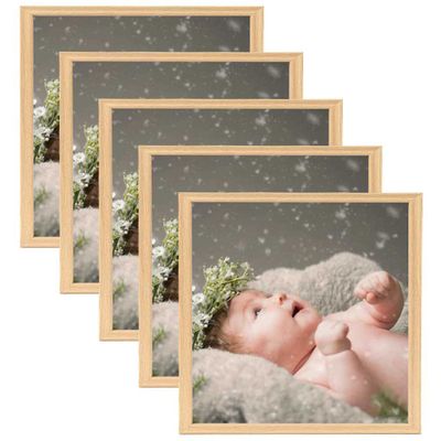 vidaXL Fotorámiky na stôl, koláž 5 ks, svetlý dub 20x20 cm
