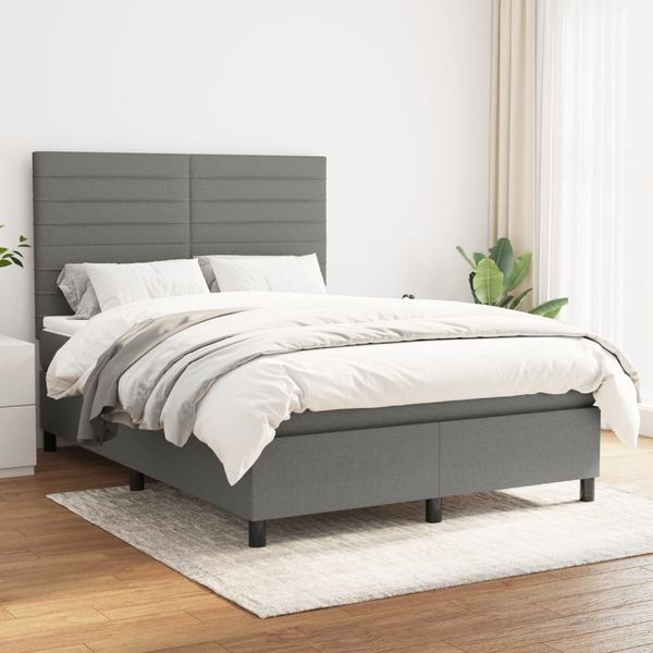 vidaXL Boxspring posteľ s matracom tmavosivá 140x190 cm látka