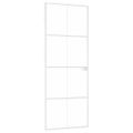 vidaXL Interiérové dvere biele 76x201,5 cm tvrdené sklo a hliník úzke