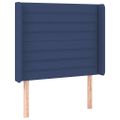 vidaXL Čelo postele s LED modré 83x16x118/128 cm látka