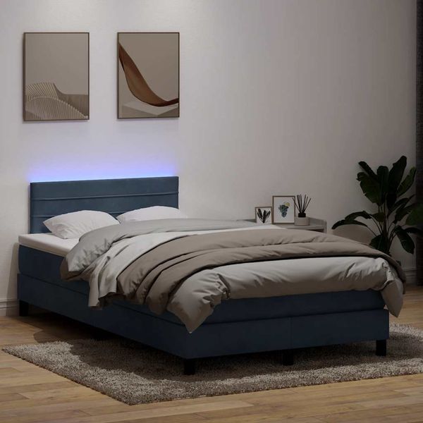 vidaXL Posteľný rám boxspring s matracom a LED tmavosivý 120x220 cm zamat