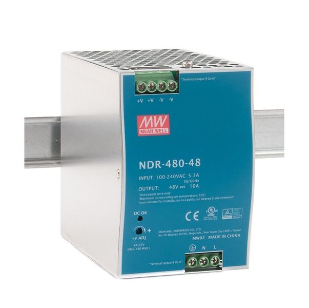 MEAN WELL NDR-480-48 priemyselný napájaci zdroj 48 V 10 A na DIN lištu