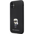 Puzdro Karl Lagerfeld pre iPhone 11 KLHCN61SMHKNPK čierne HC Silicone Ikonik Metal Pin