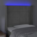 vidaXL Čelo postele s LED bledosivé 93x16x118/128 cm zamat