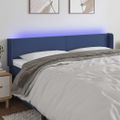 vidaXL Čelo postele s LED modré 163x16x78/88 cm látka