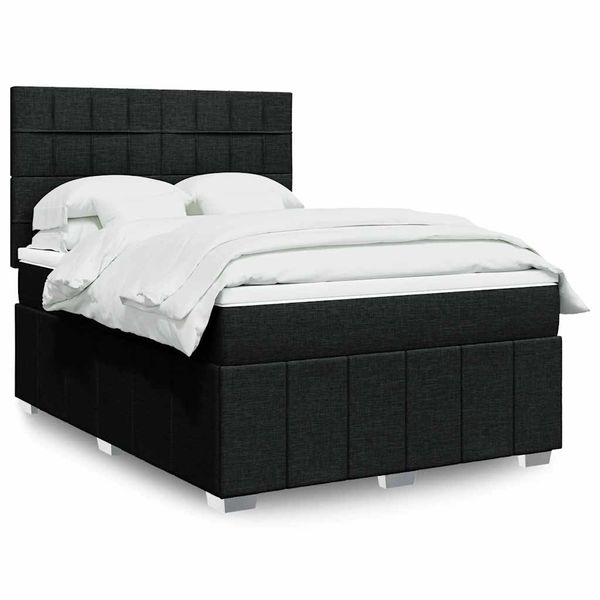 vidaXL Posteľný rám boxspring s matracom čierny 140x200 cm látka