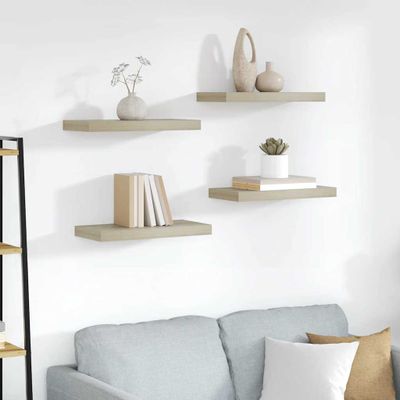 vidaXL Plávajúce nástenné police 4 ks, dubové 50x23x3,8 cm, MDF