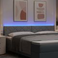 vidaXL LED hlavová doska Svetlosivá látka