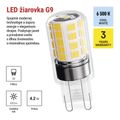 LED žiarovka Classic JC / G9 / 4,2 W (40 W) / 470 lm / Studená biela