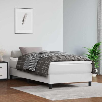 vidaXL Boxspring posteľ s matracom biela 90x200 cm umelá koža