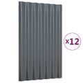 vidaXL Antracitové strešné panely 12 ks pozinkovaná oceľ 60x36 cm