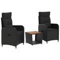 vidaXL Záhradný lounge set 3 ks Čierna
