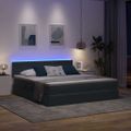vidaXL LED úložná posteľ s matracom Tmavosivá 180 x 200 cm Zamat