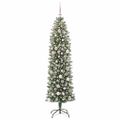 vidaXL Umelý chudý vianočný strom Zelená a biela 180 cm