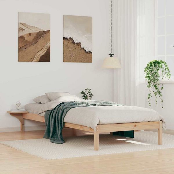 vidaXL Posteľový rám so stolíkmi Prírodná 90 x 220 cm
