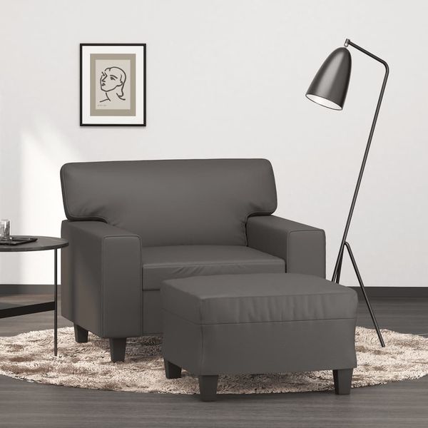 VidaXL Kreslo s podnožkou sivé 60 cm umelá koža