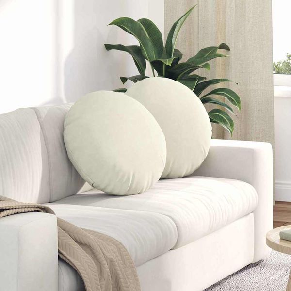 vidaXL Vankúše na sedenie 2 pcs Krémová Ø50 x 19 cm Zamat